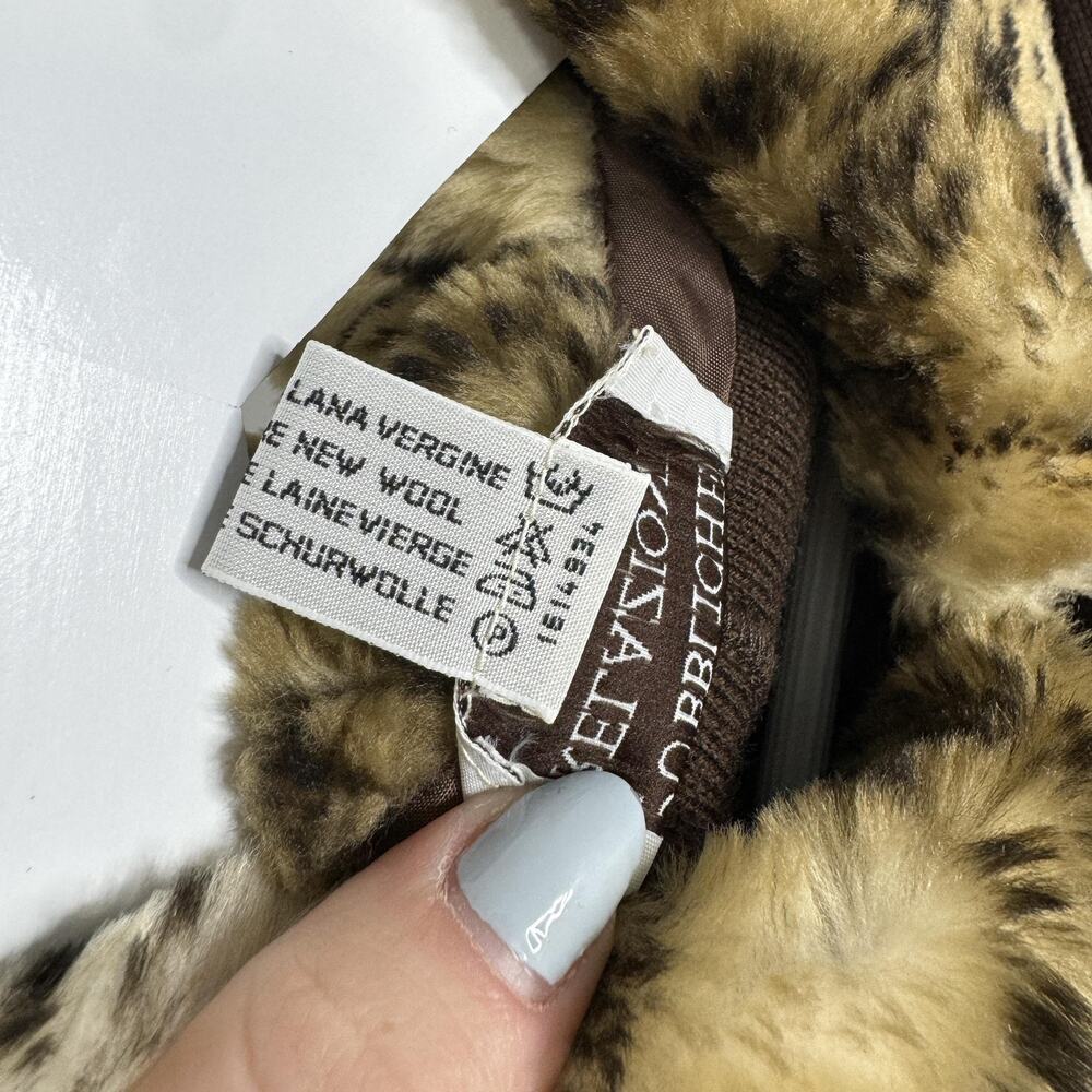Vintage Pubbliche Relazioni Jacket Women Medium Wool Leopard Faux Fur Trim Retro - Picture 14 of 14